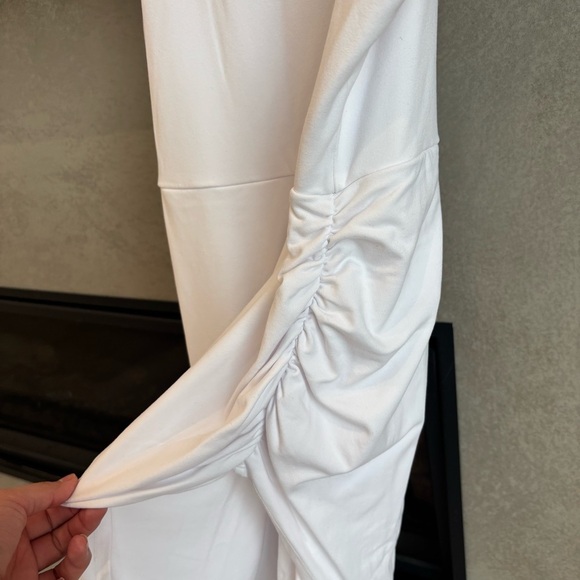 Susana Monaco Pleat Front Asymmetrical Hem Stretchy BodyCon Dress, Size L - Picture 6 of 12